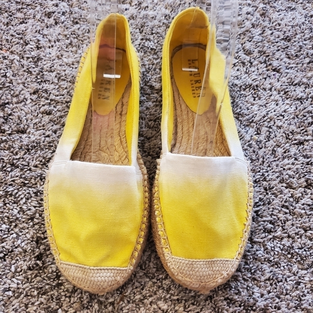 Ralph Lauren Ombré Yellow Espadrilles Beach Damian Canvas Upper Size 6.5